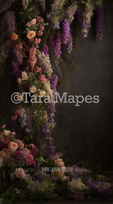 Hanging Wisteria and Wildflowers Studio Digital Backdrop - Room of Flowers Digital Background JPG