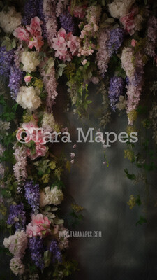 Hanging Wisteria and Wildflowers Studio Digital Backdrop - Room of Flowers Digital Background JPG