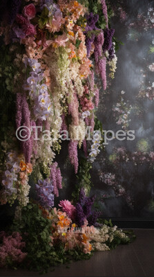 Hanging Wisteria and Wildflowers Studio Digital Backdrop - Room of Flowers Digital Background JPG