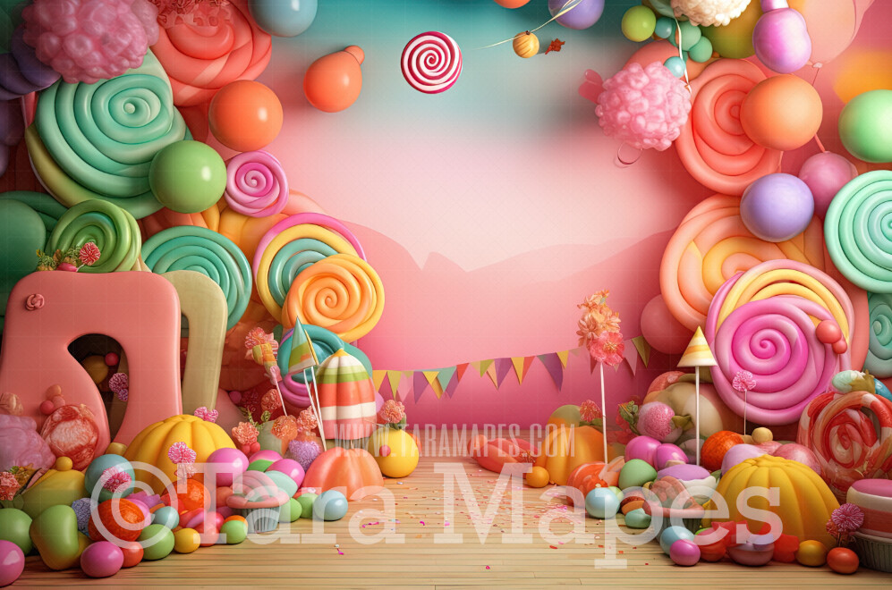 Candy Land Digital Backdrop - Candy Themed Digital Backdrop - Sweets Candyland Digital Background