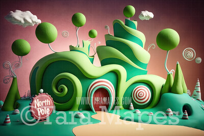 Whimsical World Digital Backdrop - Whimsical Ville - Christmas Digital Background JPG