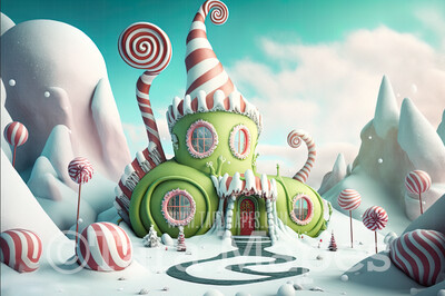 Whimsical World Digital Backdrop - Whimsical Ville - Christmas Digital Background JPG