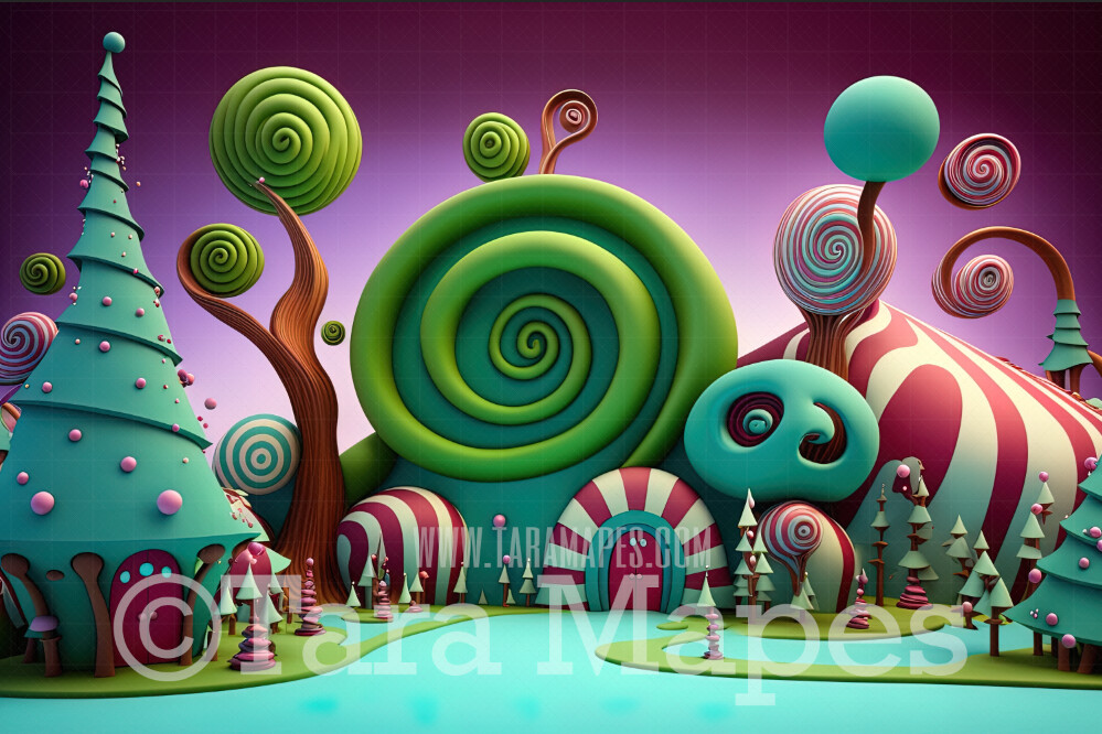 Whimsical World Digital Backdrop - Whimsical Ville - Christmas Digital Background JPG