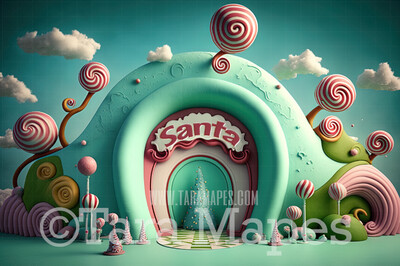 Whimsical World Digital Backdrop - Whimsical Ville - Christmas Digital Background JPG