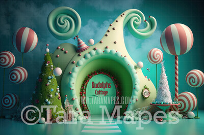 Whimsical World Digital Backdrop - Whimsical Ville - Christmas Digital Background JPG