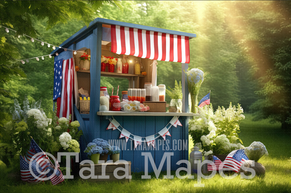 Fourth of July Cart - Patriotic Stand Digital  JPG file