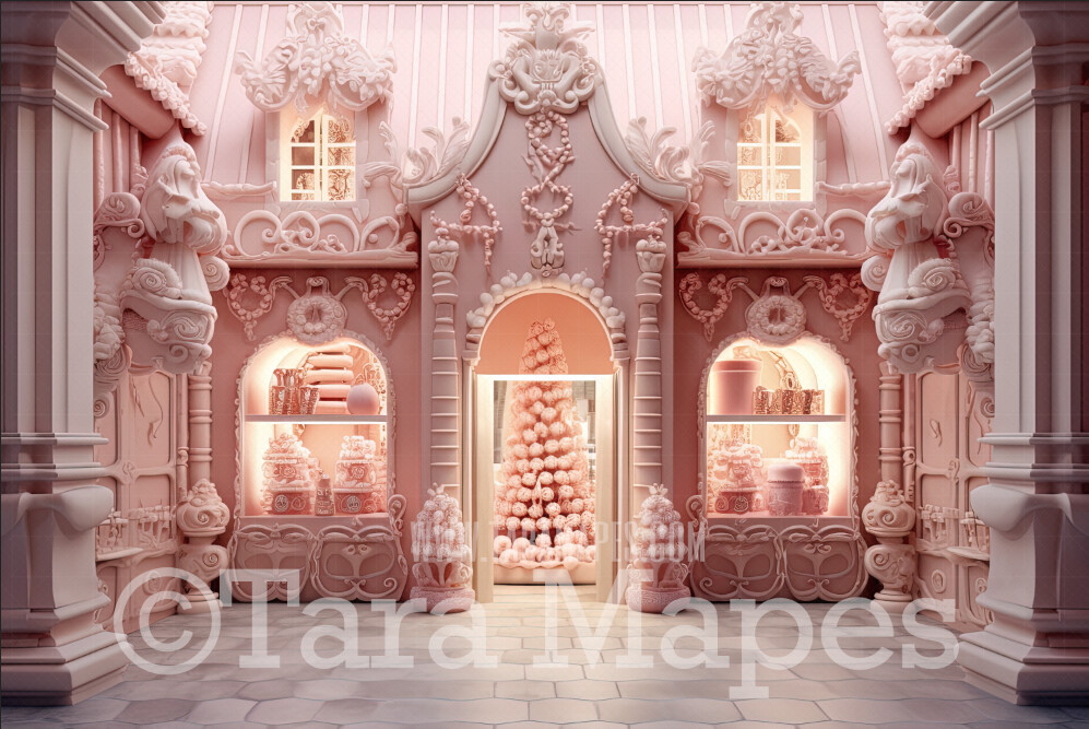 Pink Candy Shop Digital Backdrop -  Sweet Shop Christmas Digital Background