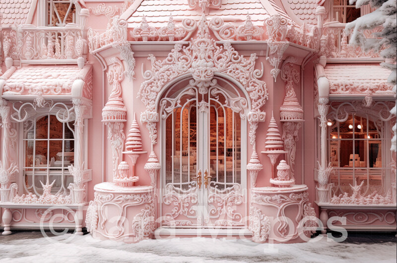 Pink Candy Shop Digital Backdrop - Sweet Shop Christmas Digital Background