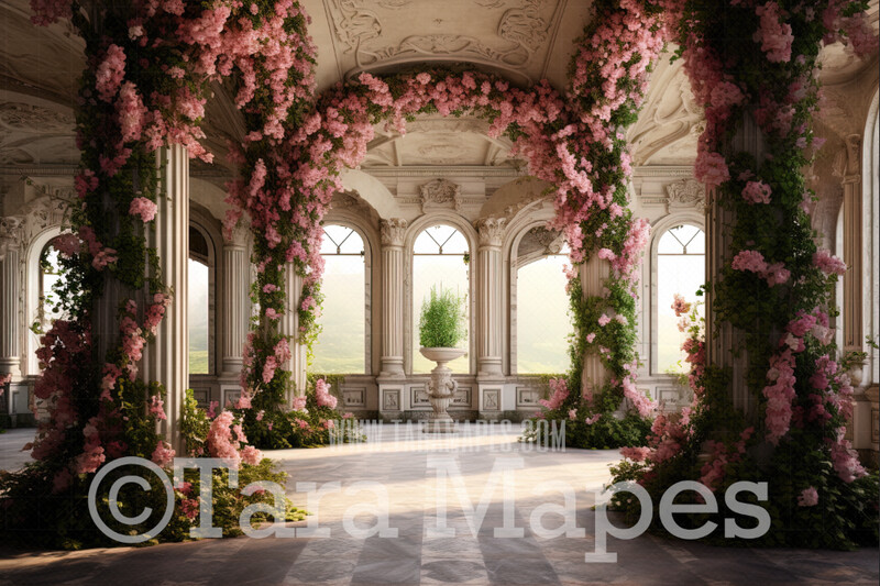 Floral Room Digital Backdrop - Ornate Victorian Flowers Room - Flower Room Digital Background JPG