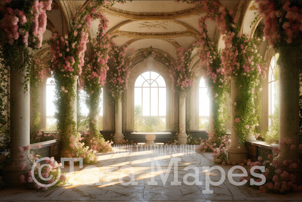 Floral Room Digital Backdrop - Ornate Victorian Flowers Room - Flower Room Digital Background JPG