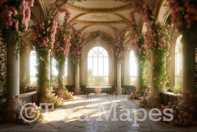 Floral Room Digital Backdrop - Ornate Victorian Flowers Room - Flower Room Digital Background JPG
