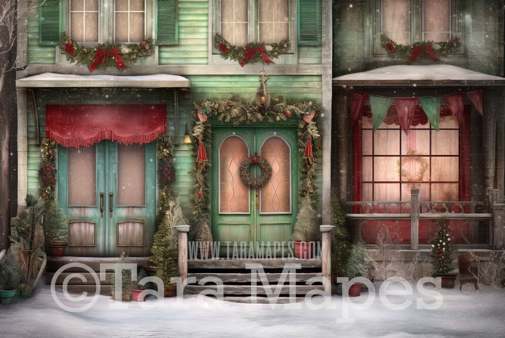Christmas Porch Digital Backdrop - Christmas House Digital Background - Christmas House Digital Backdrop