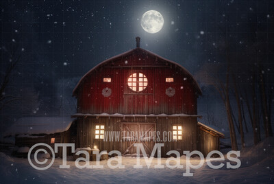 Christmas Barn Digital Backdrop - Christmas Digital Background -