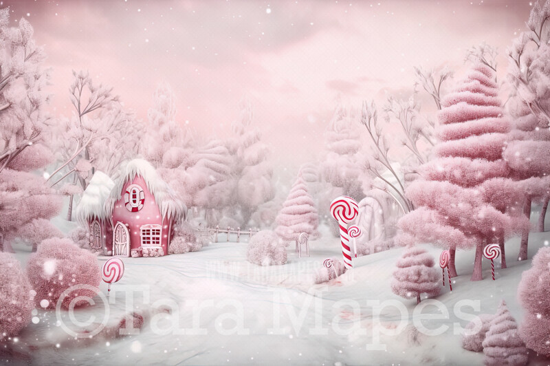 Peppermint Town Digital Backdrop - Christmas Digital Background -