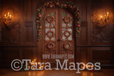 Gingerbread Christmas Door Digital Backdrop - Christmas Digital Background JPG