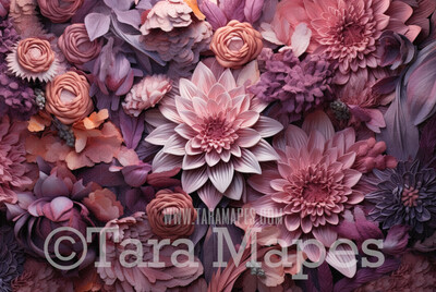 Flower Wall Digital Backdrop - Wall of Flowers Digital Background JPG