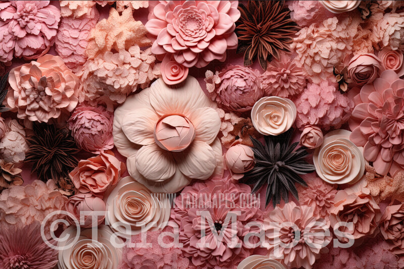 Flower Wall Digital Backdrop - Wall of Flowers Digital Background JPG
