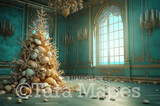 Christmas Digital Backdrop - Mermaid Christmas -  Christmas Mermaid Tree Digital Background