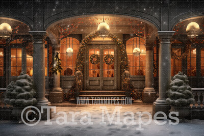 Christmas Porch Digital Backdrop - Christmas House Digital Background - Christmas House Digital Backdrop