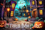 Halloween Town Digital Backdrop - Halloween Digital Background