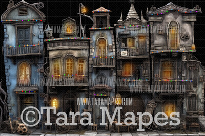 Dark Christmas Digital Backdrop - Christmas Town  - Christmas Digital Background