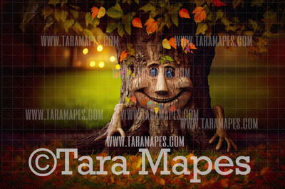Enchanted Tree with Face - Tree Face in Enchanted Forest  - Talking Tree Digital Background Backdrop - Friendly Tree Digital Backdrop