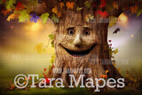 Enchanted Tree with Face - Tree Face in Enchanted Forest  - Talking Tree Digital Background Backdrop - Friendly Tree Digital Backdrop