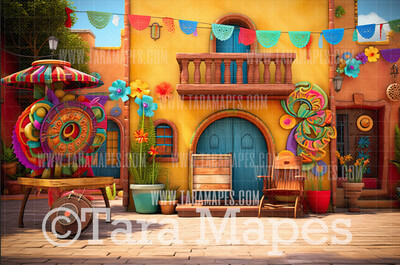 Festive Spanish Mexican Style Home - Dia De Los Muertos - Festive Digital Backdrop