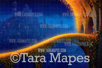 Marigold Bridge Digital Backdrop - Dia De Los Muertos - Festive Digital Backdrop