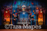 Festive Spanish Mexican Style Digital Backdrop - Dia De Los Muertos - Festive Digital Backdrop