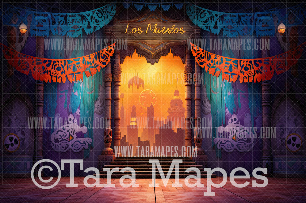 Festive Spanish Mexican Style Digital Backdrop - Dia De Los Muertos - Festive Digital Backdrop