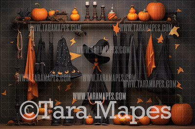 Witch Closet Digital Backdrop - Witch Wardrobe -  Halloween Digital Background