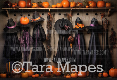 Witch Closet Digital Backdrop - Witch Wardrobe -  Halloween Digital Background