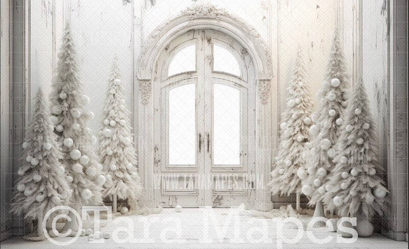 White Christmas Digital Backdrop - Christmas Digital Background