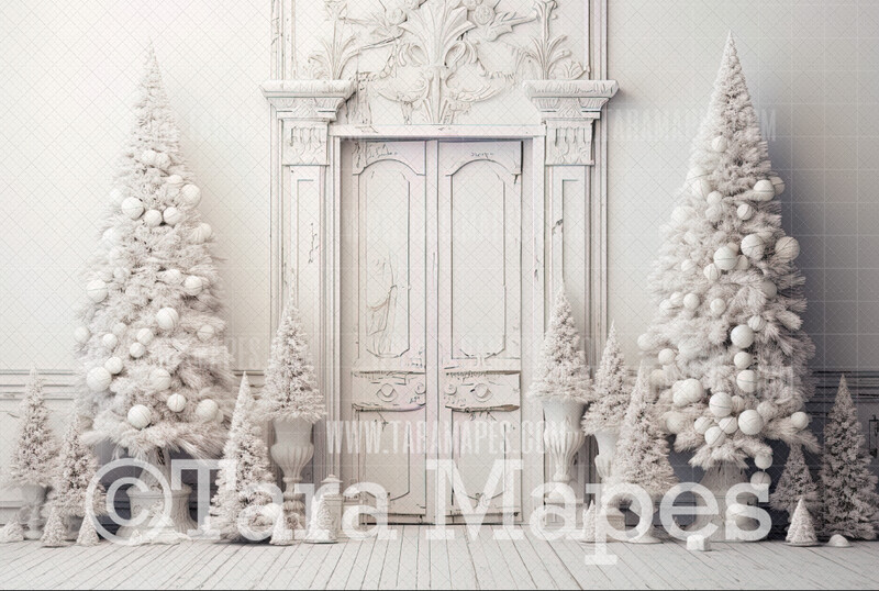 White Christmas Digital Backdrop - Christmas Digital Background