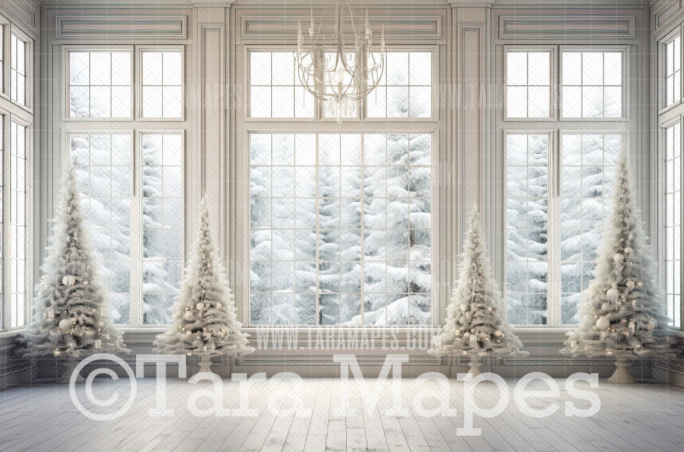 White Christmas Digital Backdrop - Christmas Digital Background