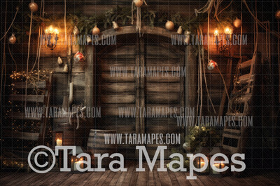 Vintage Christmas Digital Backdrop - Vintage Christmas Room   - Christmas Digital Background
