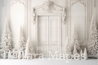 White Christmas Digital Backdrop - Christmas Digital Background
