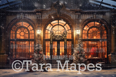 Vintage Train Station Christmas Digital Backdrop - Vintage Train Platform  - Christmas Digital Background