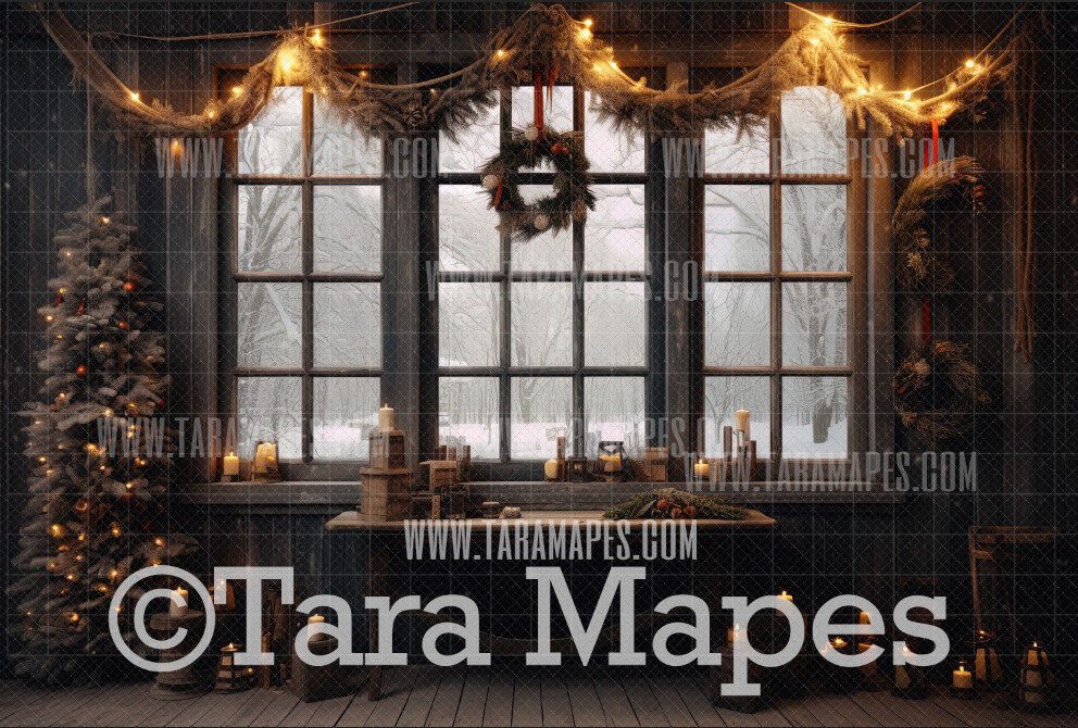 Vintage Christmas Digital Backdrop - Vintage Christmas Room   - Christmas Digital Background