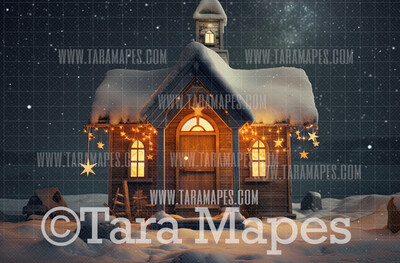 Christmas Church Digital Backdrop - Religious Digital Background