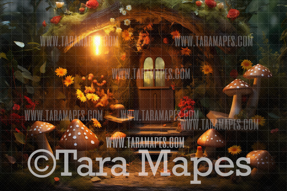 Fairy Door  Digital Backdrop - Magical Fairy Forest -  Digital Background JPG