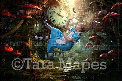 Alice Digital Backdrop - Wonderland Forest Path - Wonderland Digital Background