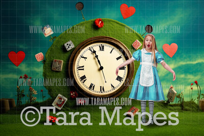 Alice Digital Backdrop - Wonderland Mushroom World - Wonderland Digital Background