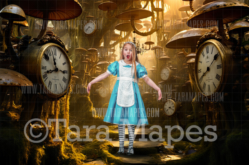 Alice Digital Backdrop - Wonderland Forest Path - Wonderland Digital Background