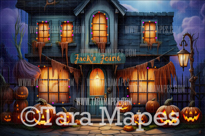 Jack&#39;s Joint Halloween Digital Backdrop - Halloween Shop Storefront  - Halloween Digital Background