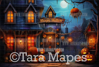 Sleepy Hollow Halloween Digital Backdrop - Halloween Shop Storefront  - Halloween Digital Background