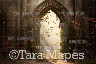 Butterfly Arch Digital Backdrop - Garden Room with Butterflies - Butterfly Room  Digital Background JPG