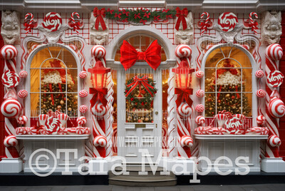 Peppermint Shop Digital Backdrop -  Sweet Shop Christmas Digital Background