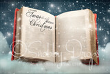 Christmas Book Digital Backdrop - Twas the Night Before Christmas Digital Background - FREE SNOW OVERLAY included